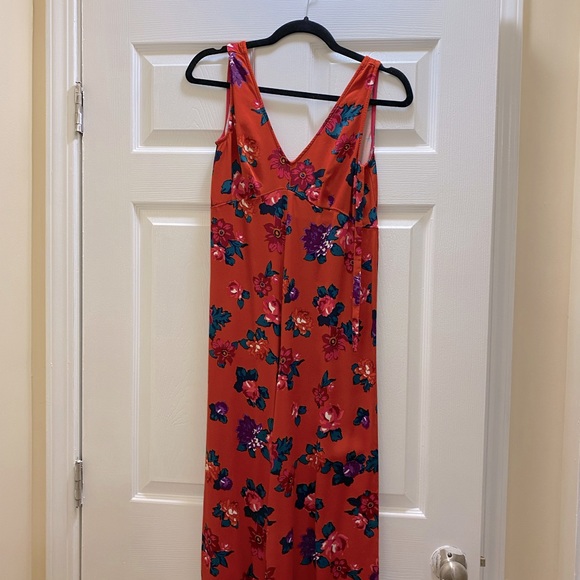 Anthropologie Floreat Red Rose Floral Wide Leg V-neck jumpsuit - Picture 4 of 7